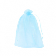 Sieraad zakje organza 9x12cm Light turquoise blue