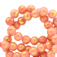 Natuursteen kralen calciet 6mm Coral pink-gold
