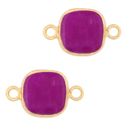 Natuursteen hangers tussenstuk 12x12mm Purple-gold