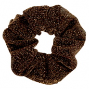 Scrunchies haarelastiek glitter Golden brown