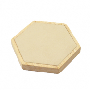 Sieraad display hexagon hout met imi su&egrave;de voor diverse sieraden Natural-beige