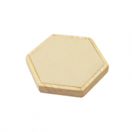 Sieraad display hexagon hout met imi su&egrave;de voor diverse sieraden Natural-beige