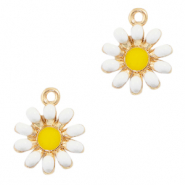 Basic Quality metalen bedels bloem Goud-wit