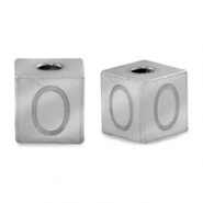 Roestvrij stalen (RVS) Stainless steel kralen letter O Zilver