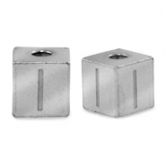 Roestvrij stalen (RVS) Stainless steel kralen letter I Zilver
