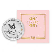 Girls Support Girls bedels DQ metaal tussenstuk Antiek zilver (nikkelvrij) 50% donatie aan Free a Girl