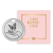 Girls Support Girls bedels DQ metaal Antiek zilver (nikkelvrij) 50% donatie aan Free a Girl