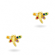 Zirkonia brass elements rainbow dragon fly Gold