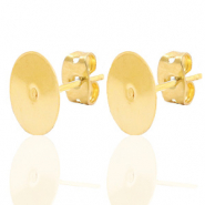 Roestvrij stalen (RVS) stainless steel oorbellen oorstekers voor 12mm cabochon Goud