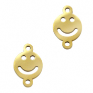 Roestvrij stalen (RVS) Stainless steel bedels/tussenstuk smiley Goud