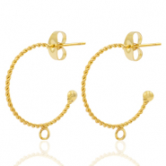 Roestvrij stalen (RVS) Stainless steel oorbellen/oorstekers creolen met oogje Goud