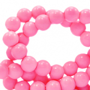 6 mm glaskralen opaque Neon pink