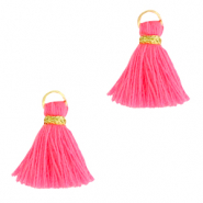 Kwastjes 1.5cm Gold-neon pink