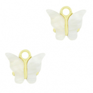 Resin hangers vlinder Gold-off white