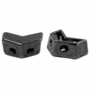 Kralen DQ metaal duo beads arrow Zilver antraciet (nikkelvrij)