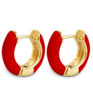 Trendy oorbellen creolen enamel 15mm Red-gold