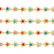 Brass TQ metaal jasseron bloemen Gold-multicolour