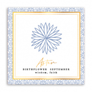 Sieraden kaartjes Birth flower September-Aster Soft blue
