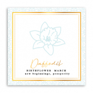 Sieraden kaartjes Birth flower March-Daffodil Light blue