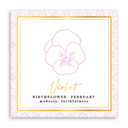 Sieraden kaartjes Birth flower February-Violet Lilac pink