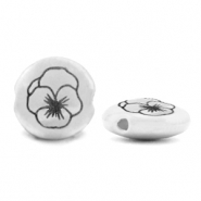 Kralen DQ metaal Birth flower February-Violet Antiek zilver (nikkelvrij)