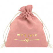 Sieraad zakje "with love" Vintage pink-gold