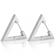 Roestvrij stalen (RVS) Stainless steel oorbellen triangle Zilver