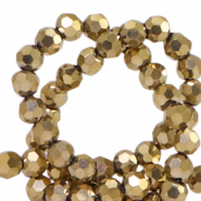 Top Facet kralen rond 4mm Antique gold metallic-pearl shine coating