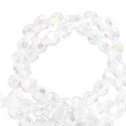 Top Facet kralen rond 4mm Crystal-AB coating