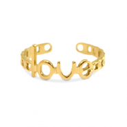 Roestvrij stalen (RVS) Stainless steel ringen Love Goud