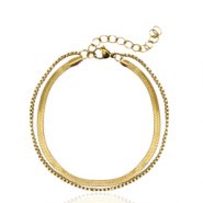 Roestvrij stalen (RVS) Stainless steel armbanden 2 layer snake Goud