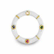 Brass TQ metaal bedels tussenstuk zirkonia Gold-white