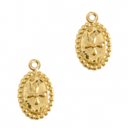 Roestvrij stalen (RVS) Stainless steel bedels kruis Goud