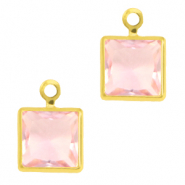 Hangers van crystal glas square Pink-gold