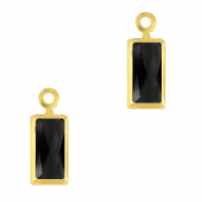 Hangers van crystal glas rechthoek Jet black-gold