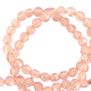 Natuursteen kralen facet geslepen 3mm Light peach-pearl shine coating