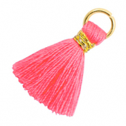 Kwastjes 2cm Goud-Neon pink