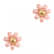 Miyuki kralen bloemen 8mm Salmon pink-gold