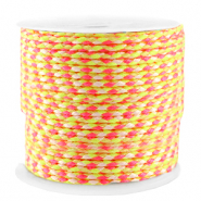 Trendy koord gevlochten 2mm Neon yellow-pink