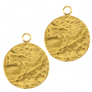 Roestvrij stalen (RVS) Stainless steel bedels 14mm Goud