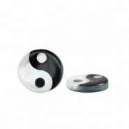 Schelp kralen specials symbol Yin & Yang Black-white (natuurlijke kleur)
