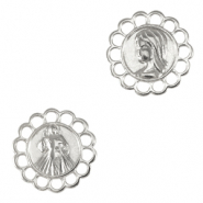 Bedels DQ metaal tussenstuk Jezus en Maria Antiek zilver (nikkelvrij)