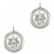 Bedels DQ metaal bloem Antiek zilver (nikkelvrij)