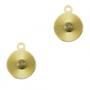 Roestvrij stalen (RVS) Stainless steel bedels 12mm met natuursteen Gold-horizon gray