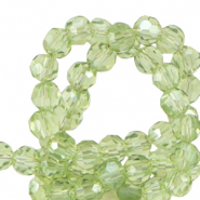 Top Facet kralen rond 4mm Vineyard green-pearl shine coating