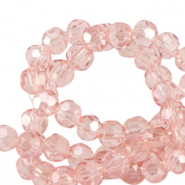 Top Facet kralen rond 4mm Smashing pink-pearl shine coating