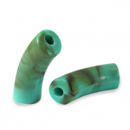 Acryl kralen tube Turquoise marble
