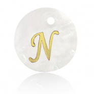 Schelp hangers specials letter N Gold-white (natuurlijke kleur)
