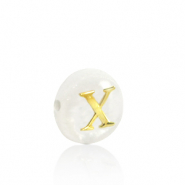 Schelp kralen letter X Gold-white (natuurlijke kleur)
