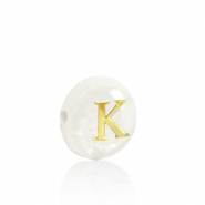 Schelp kralen letter K Gold-white (natuurlijke kleur)